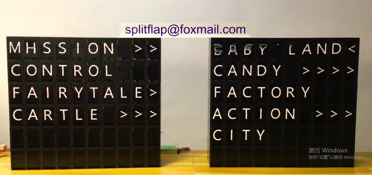 Split flap display used for guideposts in a shopping mall