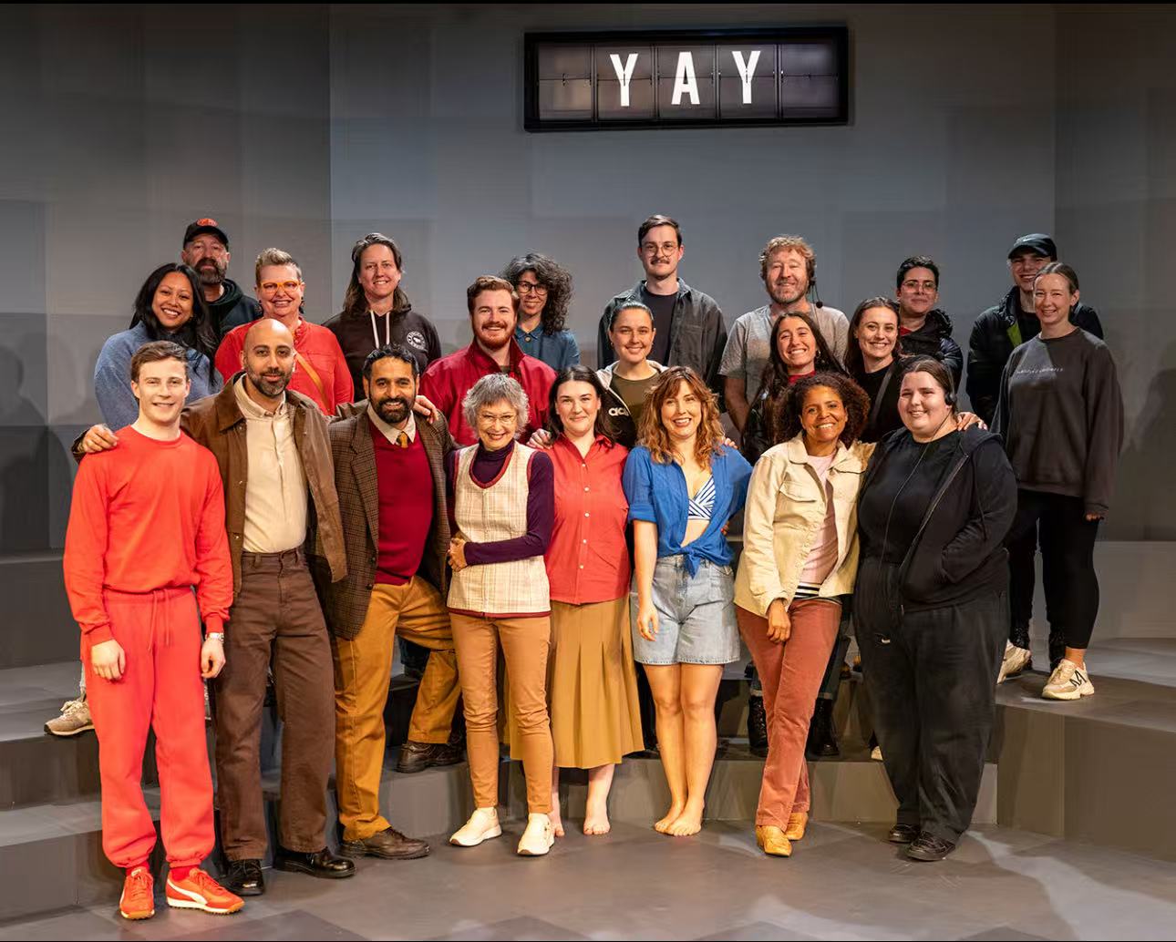 Belvoir St Theatre cast with custom split flap display by TS Display