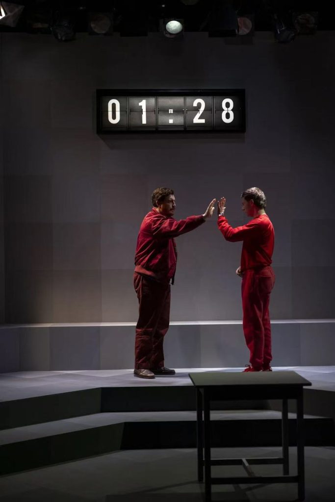 Mechanical split flap countdown clock used on Belvoir St Theatre stage