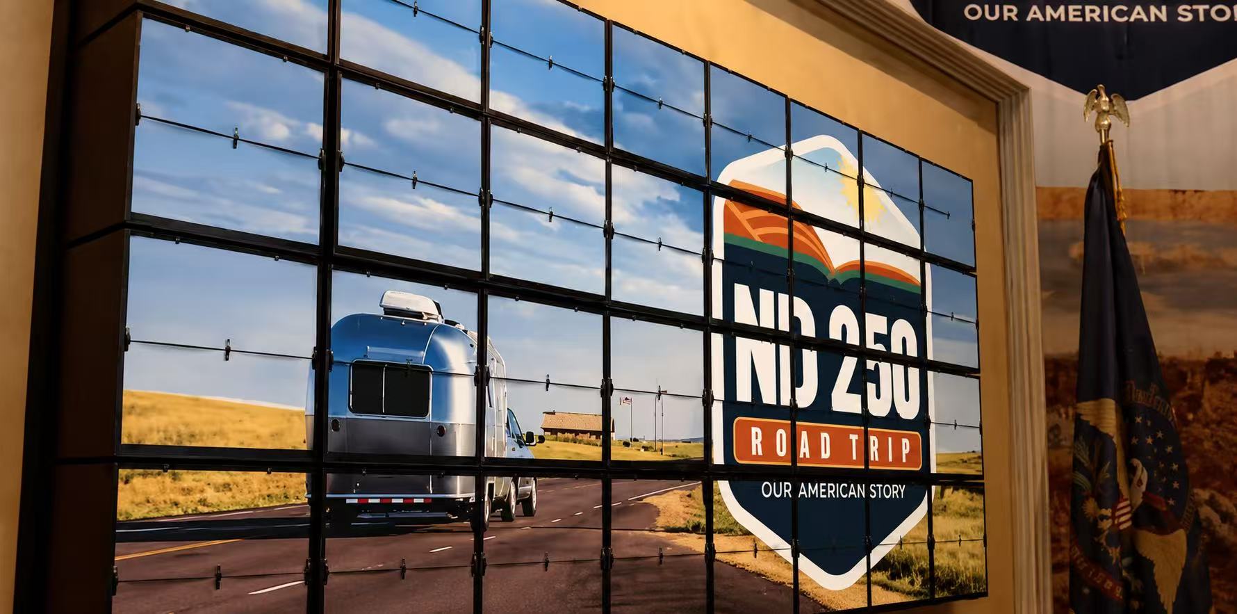 KX News coverage featuring the ND250 Picture Flap Display at the North Dakota 250 exhibition
