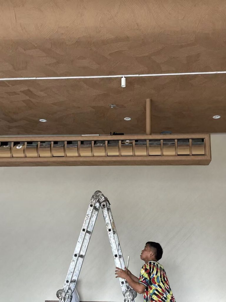 Local wooden frame prepared for oak-tone split flap display installation at SANDORI Cafe in Davao, Philippines