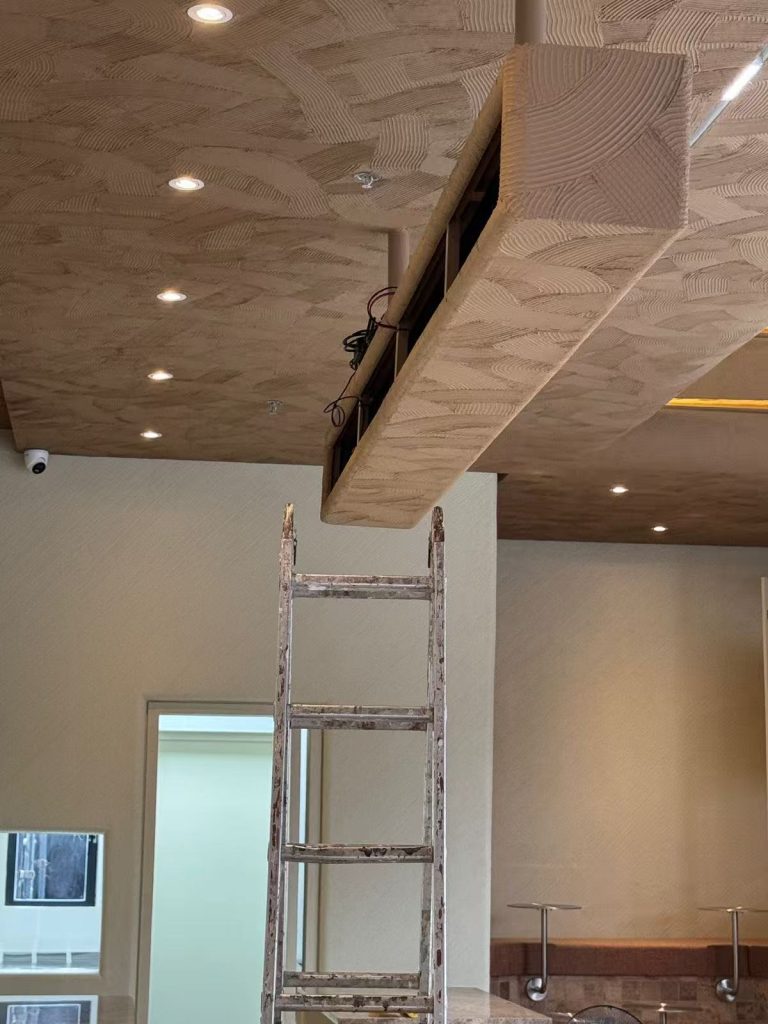 Local wooden frame prepared for oak-tone split flap display installation at SANDORI Cafe in Davao, Philippines