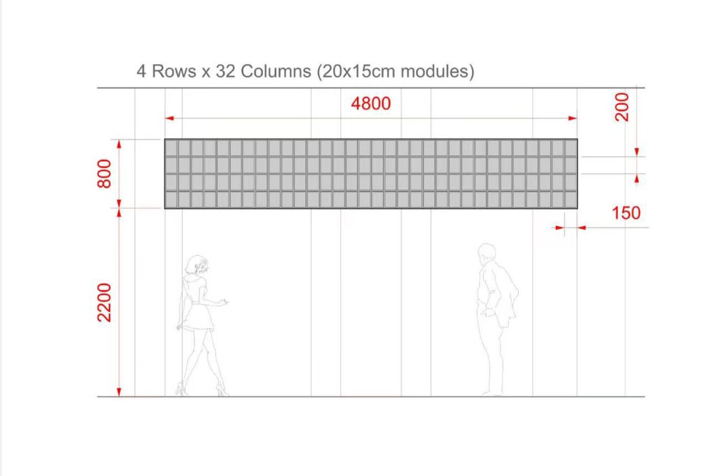 NØN by KKDC 4 × 32 Split Flap Display layout with 128 modules in Jakarta