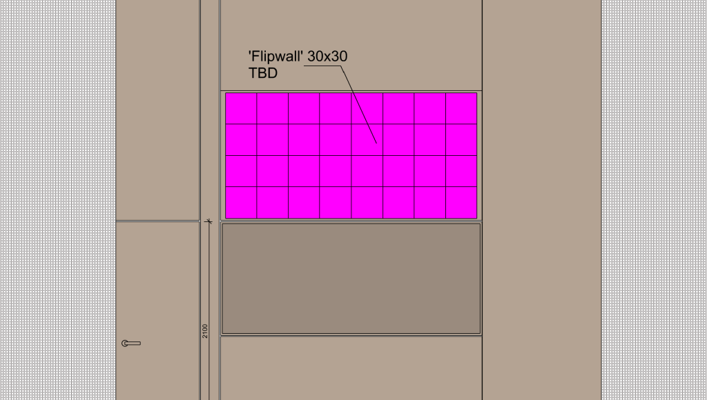Initial 4 × 8 layout using 30 × 30 cm Picture Flap modules for Siemens IFA 2026 exhibition booth