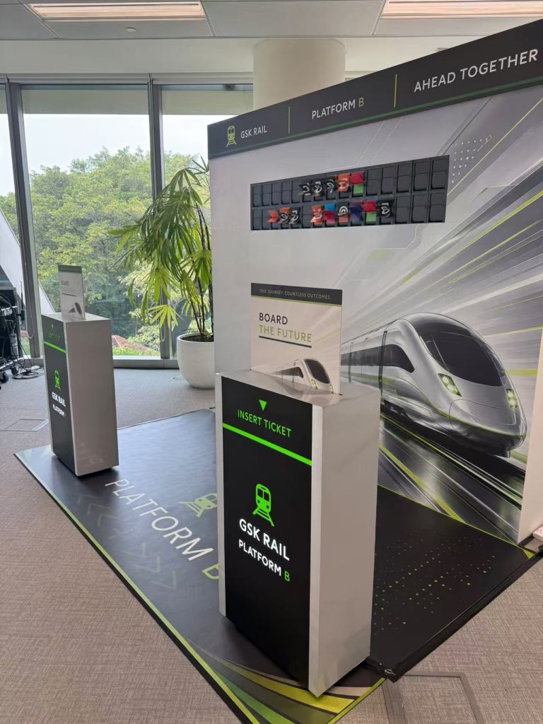 GSK Singapore split flap display flipping during product launch event