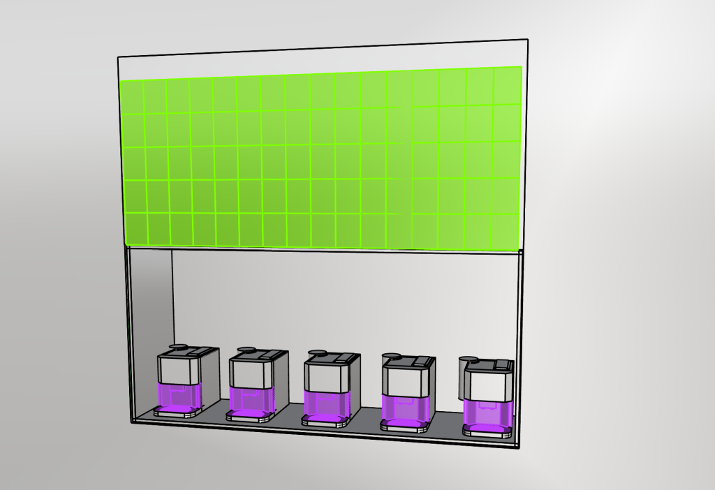 Final 6 × 16 layout using 20 × 15 cm Picture Flap modules for Siemens IFA 2026 exhibition booth