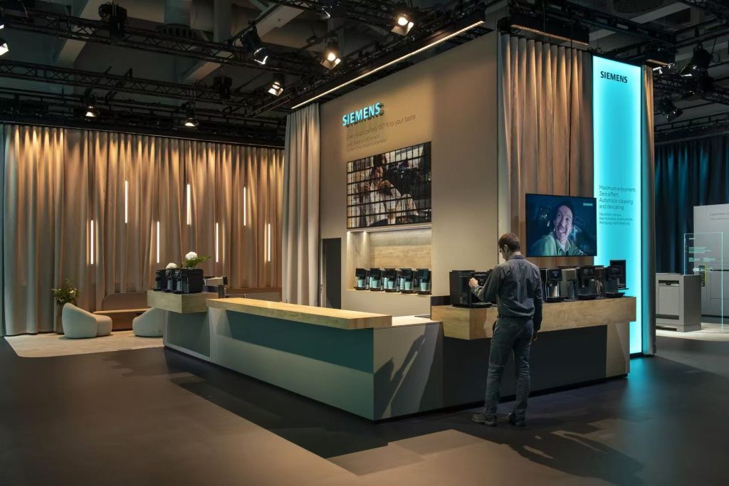 Siemens exhibition booth with custom Picture Flap Display at IFA 2026 in Berlin