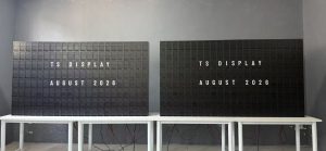 Two large custom split flap displays for an international school undergoing final testing at the TS Display workshop.